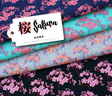 Tencel-Webware SAKURA Hana Blue navy Hamburger Liebe