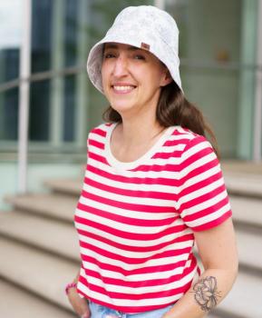 Baumwolljersey Ahoy Sailor Stripes Flamme/meringa