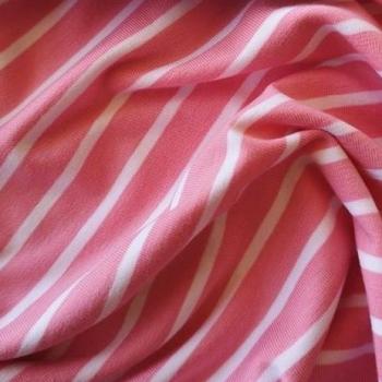 Baumwolljersey Ahoy Sailor Stripes rosa scuro/weiß