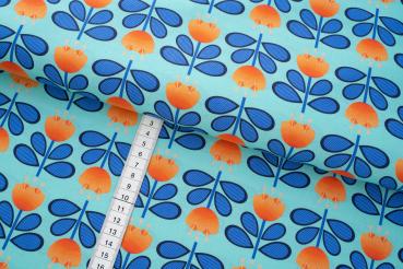 Baumwoll Organic Druck Digital blau/grün