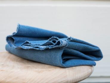 Heavy washed denim mid blue