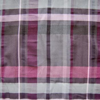 Preview: Madraskaro aus Baumwollgemisch - LILA/GRAU