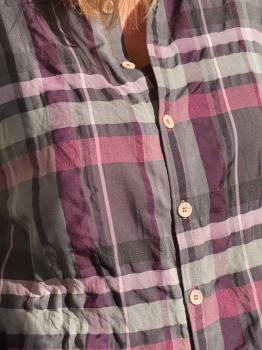 Madraskaro aus Baumwollgemisch - LILA/GRAU