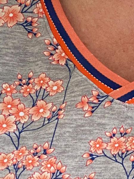 Baumwolljersey SAKURA HANA Mittelgrau Melange