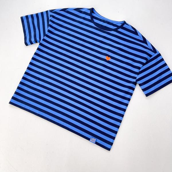 Baumwolljersey Ahoy Sailor Stripes Blue Navy/Bluette