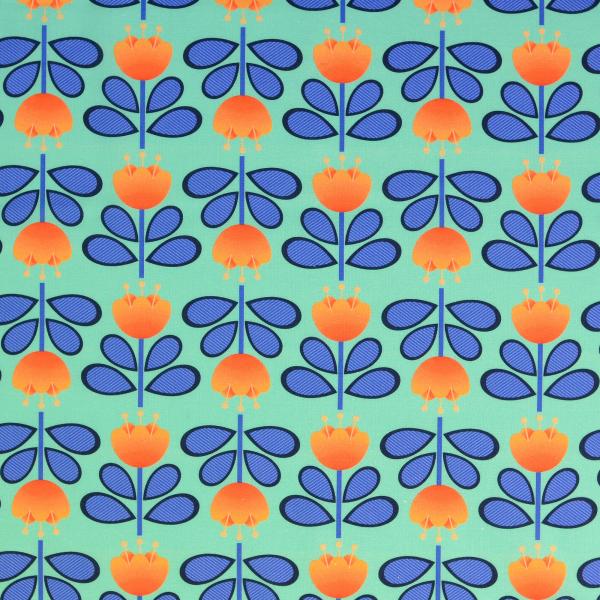 Baumwoll Organic Druck Digital blau/grün