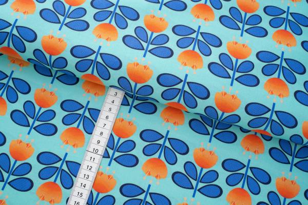 Baumwoll Organic Druck Digital blau/grün