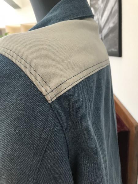 Heavy washed denim mid blue