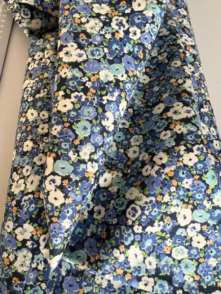 Kokka Cotton blue flowers