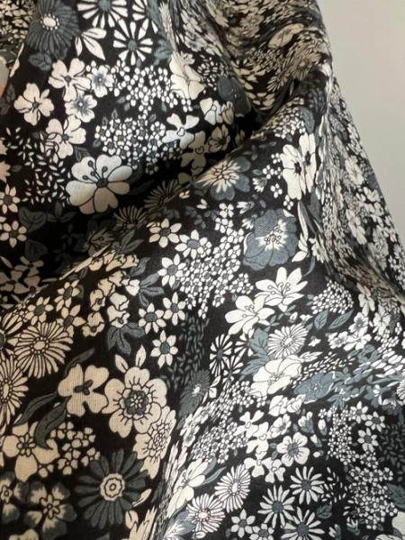 Kokka Cotton black flowers