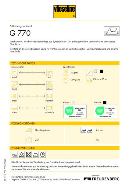 Vlieseline G770 bi-elastische Gewebefixiereinlage 75 cm ecru