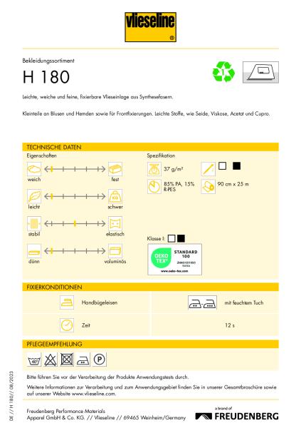 Vlieseline H180 Bügeleinlage Softline 90cm weiß