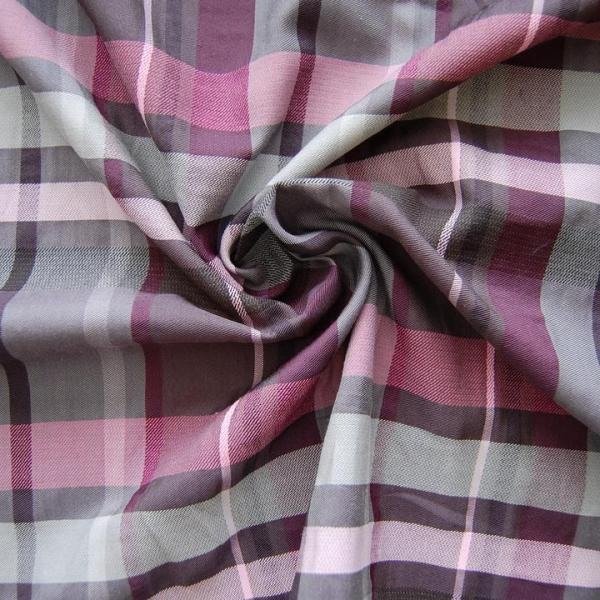 Madraskaro aus Baumwollgemisch - LILA/GRAU