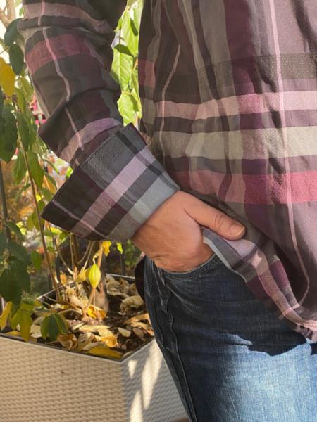 Madraskaro aus Baumwollgemisch - LILA/GRAU